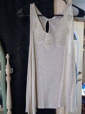 Forever 21 Cream Beaded Swing Tank Top